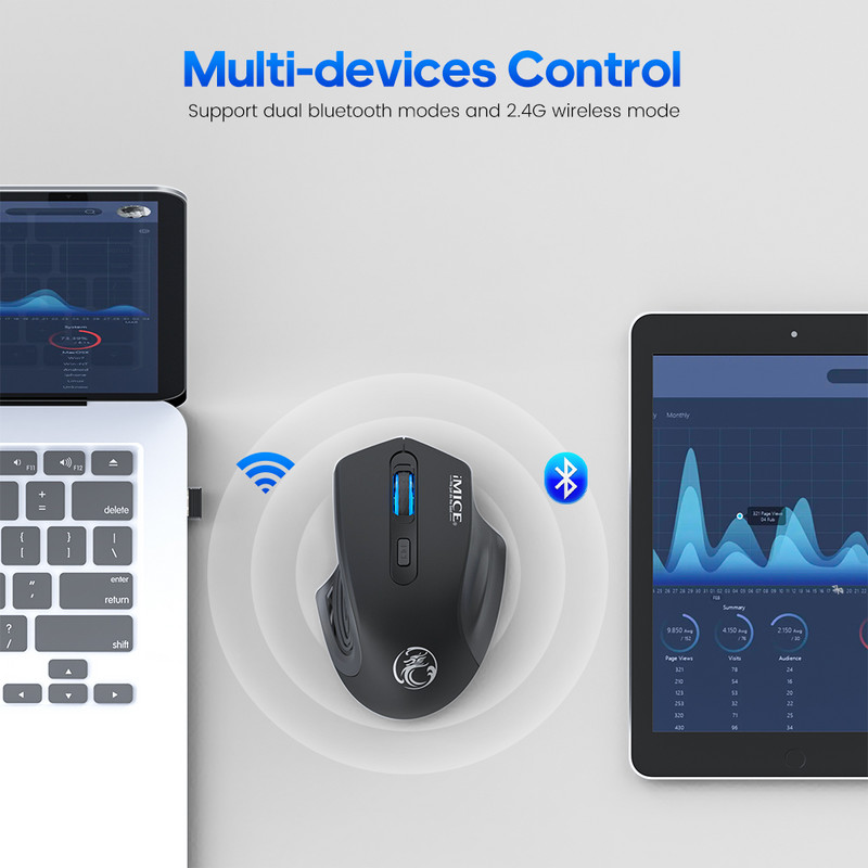 Újratölthető vezeték nélküli egér számítógép Bluetooth csendes egér Ergonomikus PC Gamer egerek MacBook laptophoz USB játék egér