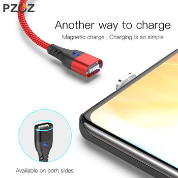 PZOZ 5A магнитен кабел тип c usb бързо зарядно micro usb кабел за iphone 11 max xr redmi note 9s градуса магнитен кабел за зареждане