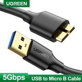 Ugreen Micro USB 3.0 Cable 3A Greito įkrovimo Micro B Kabelio Laidas Mobiliojo telefono duomenų kabelis, skirtas Samsung Note 3 S5 Toshiba kietajam diskui