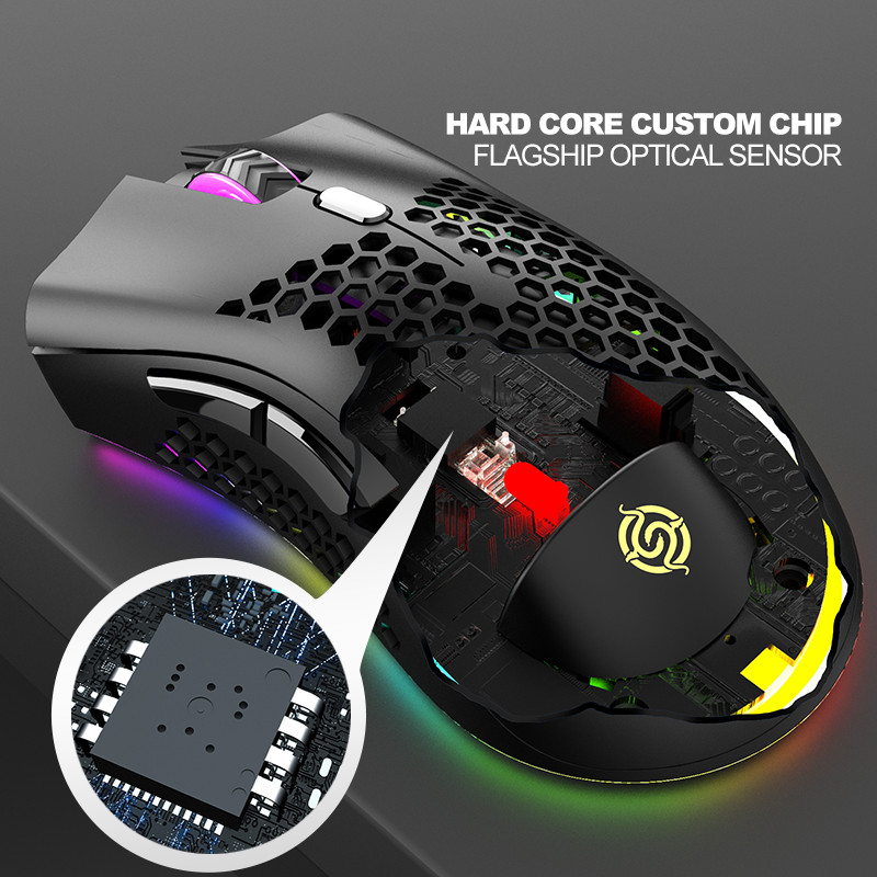 2023 m. įkraunama USB 2.4G belaidė RGB korinė žaidimų pelė, skirta staliniams kompiuteriams, nešiojamiesiems kompiuteriams, pelėms Mause Gamer