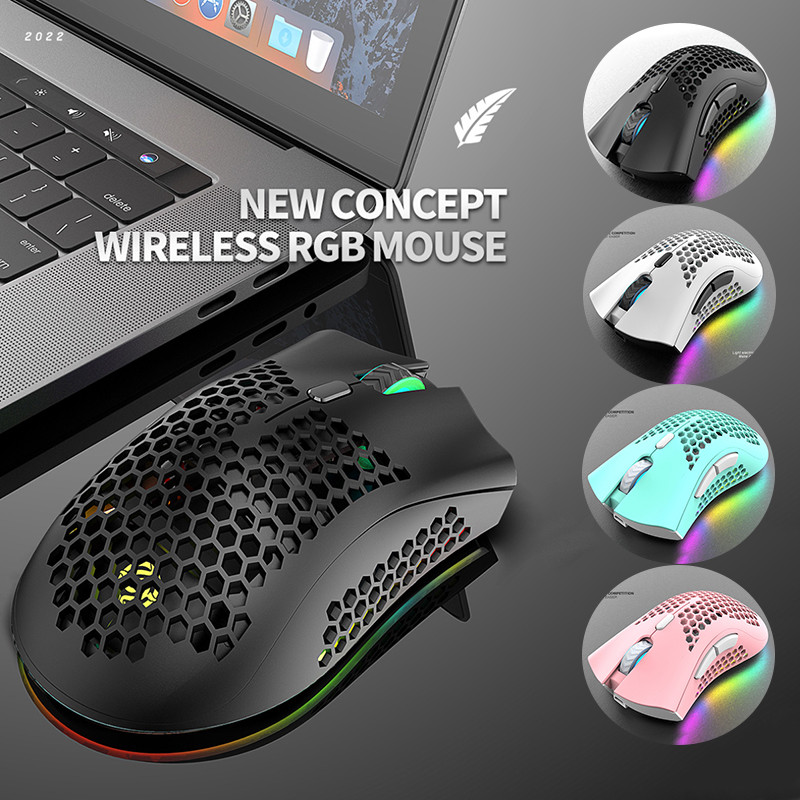 2023 m. įkraunama USB 2.4G belaidė RGB korinė žaidimų pelė, skirta staliniams kompiuteriams, nešiojamiesiems kompiuteriams, pelėms Mause Gamer