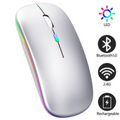 Belaidė pelė Įkraunama Bluetooth pelė su RGB šviesa, skirta nešiojamam kompiuteriui planšetiniam kompiuteriui Macbook Ergonomiškas USB žaidimų Mause Gamer