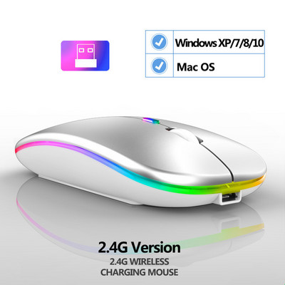 Belaidė pelė Įkraunama Bluetooth pelė su RGB šviesa, skirta nešiojamam kompiuteriui planšetiniam kompiuteriui Macbook Ergonomiškas USB žaidimų Mause Gamer