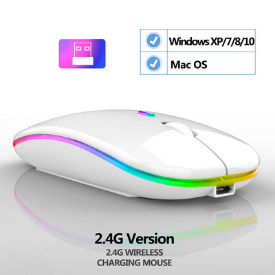 Belaidė pelė Įkraunama Bluetooth pelė su RGB šviesa, skirta nešiojamam kompiuteriui planšetiniam kompiuteriui Macbook Ergonomiškas USB žaidimų Mause Gamer