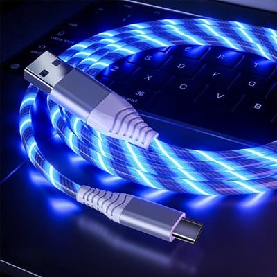 Cablu LED de tip C strălucitor Cabluri de încărcare rapidă 3A Cablu de transfer de date de mare viteză de tip C Cablu de streamer de lumină LED Cablu USB C