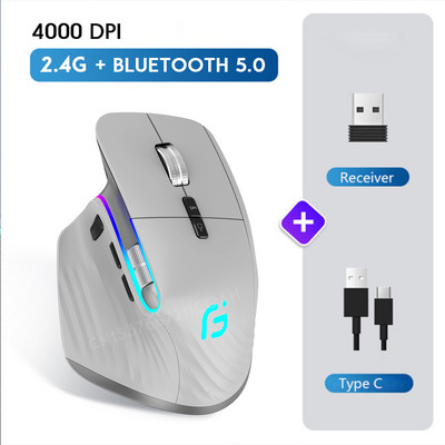Punjivi 2.4G Bluetooth bežični miš uredski poslovni 2.4G bežični ergonomski miš za prijenosno računalo