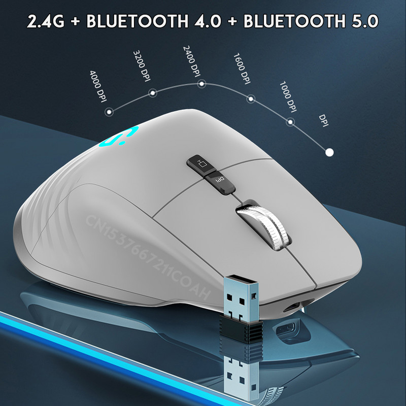 Punjivi 2.4G Bluetooth bežični miš uredski poslovni 2.4G bežični ergonomski miš za prijenosno računalo