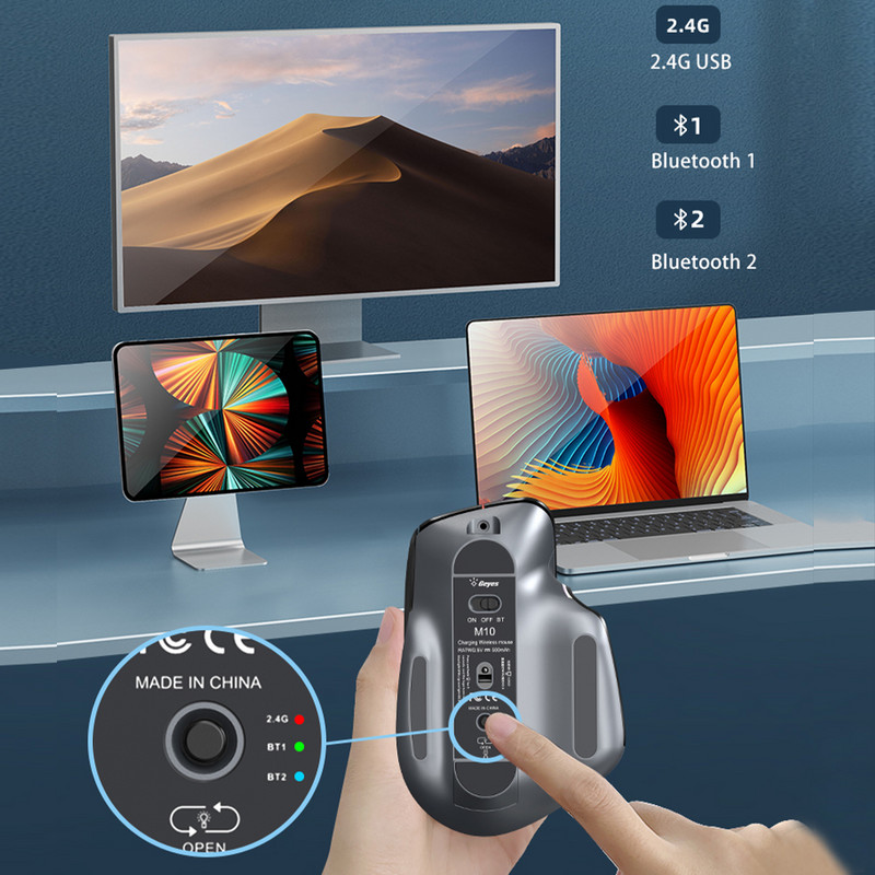 Punjivi 2.4G Bluetooth bežični miš uredski poslovni 2.4G bežični ergonomski miš za prijenosno računalo