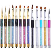 Nagų šepetėliai manikiūrui Gelinis šepetėlis nagų įdėklui Art Pen Akrilo pudra Carving Brush Crystal UV Gel dažymo įrankių priedai