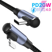 PD 20W dupla könyökös USB-kábel iPhone 13 12 Mini 11 Pro Max gyorstöltő USB C típusú kábel töltő adatkábel Macbookhoz