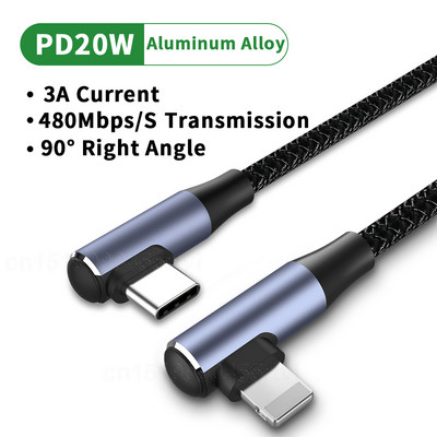 PD 20W dupla könyökös USB-kábel iPhone 13 12 Mini 11 Pro Max gyorstöltő USB C típusú kábel töltő adatkábel Macbookhoz