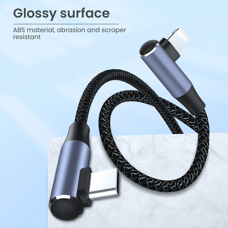 PD 20W dupla könyökös USB-kábel iPhone 13 12 Mini 11 Pro Max gyorstöltő USB C típusú kábel töltő adatkábel Macbookhoz