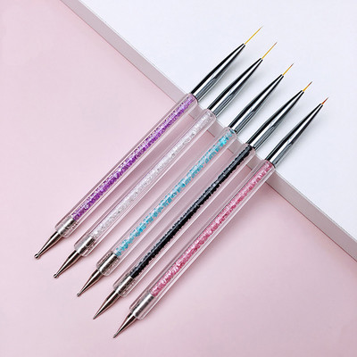 Nagų šepetėlių rinkinys 2 viename Dviejų galų taškavimo piešimas Piešimas Drožyba Taškymo rašiklis plokščias ventiliatoriaus įdėklas Akrilo gelio šepetėlių rinkinys