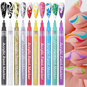 Nail Art Crtanje Graffiti Olovka Vodootporni Alat za slikanje DIY Liner Kist Detalji Line Sketch 3D točkasta olovka Dodaci