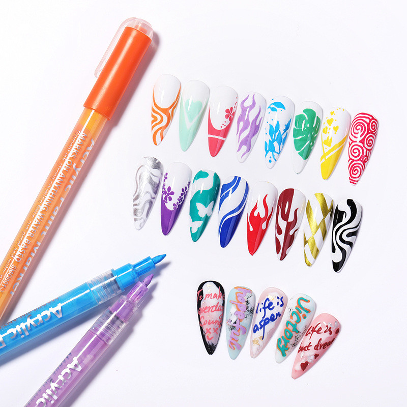 Nail Art Crtanje Graffiti Olovka Vodootporni Alat za slikanje DIY Liner Kist Detalji Line Sketch 3D točkasta olovka Dodaci