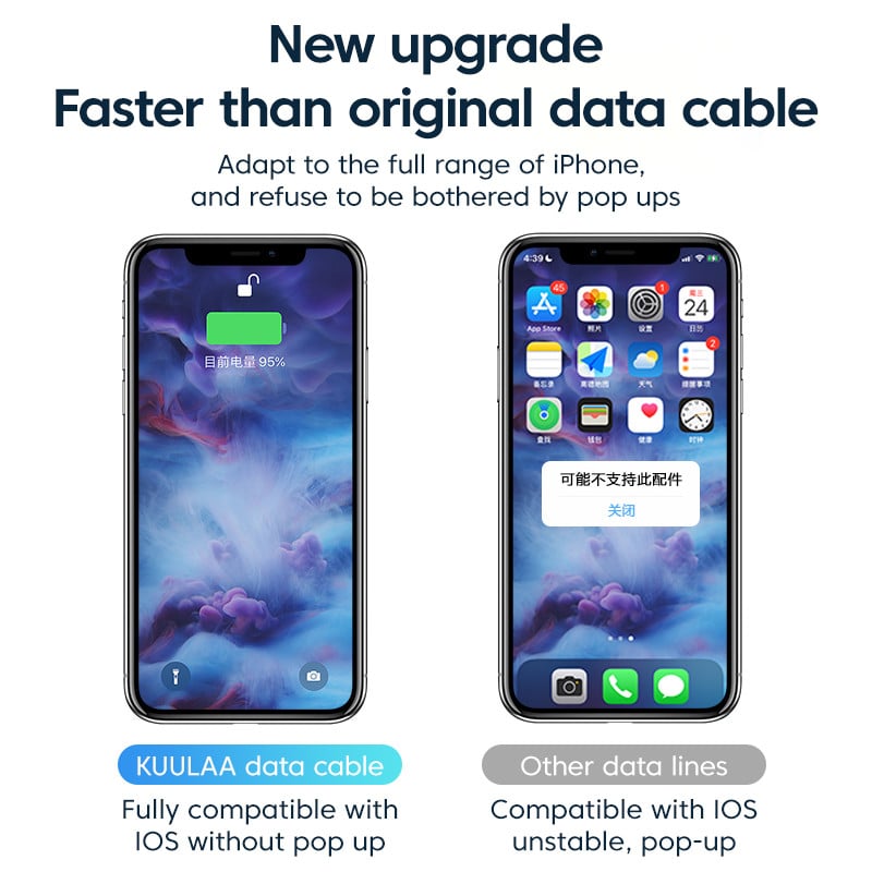 KUULAA 30W PD USB C kábel pre iPhone 14 13 Pro Max Rýchlonabíjací USB C kábel pre iPhone 12 mini pro max Dátový USB Type-C kábel