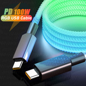 Καλώδιο USB τύπου C 6A 66W RGB για Huawei P50 P40 100W Γρήγορη φόρτιση Καλώδιο δεδομένων φορτιστή USB C για Macbook Pro Xiaomi 9 Samsung S20