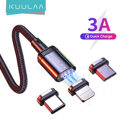 KUULAA mobiliojo telefono įkrovimo laido laidas USB Type C laidas mikromagnetinis USB įkroviklio laidai, skirti iPhone 14 13 Samsung Huawei Xiaomi