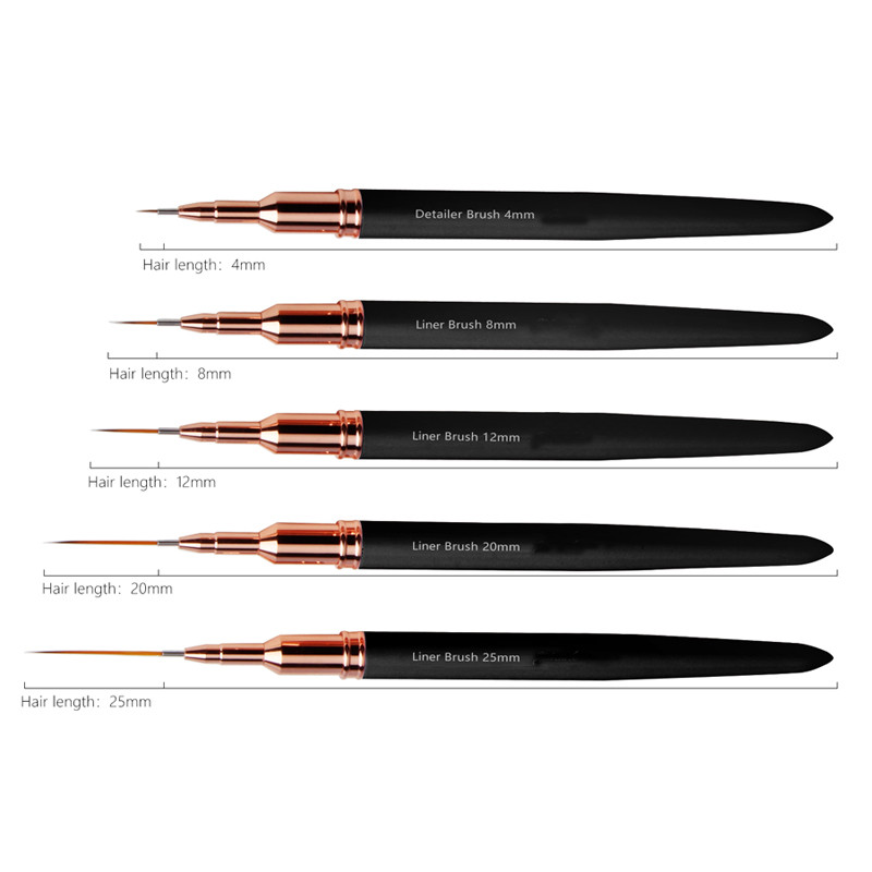 Profesionalus akrilo nagų dailės įdėklų šepetėlis Itin plona linija detalių piešimo dažymo teptukai Manikiūro rašiklio įrankiai