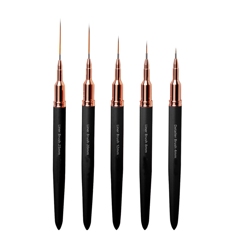 Profesionalus akrilo nagų dailės įdėklų šepetėlis Itin plona linija detalių piešimo dažymo teptukai Manikiūro rašiklio įrankiai