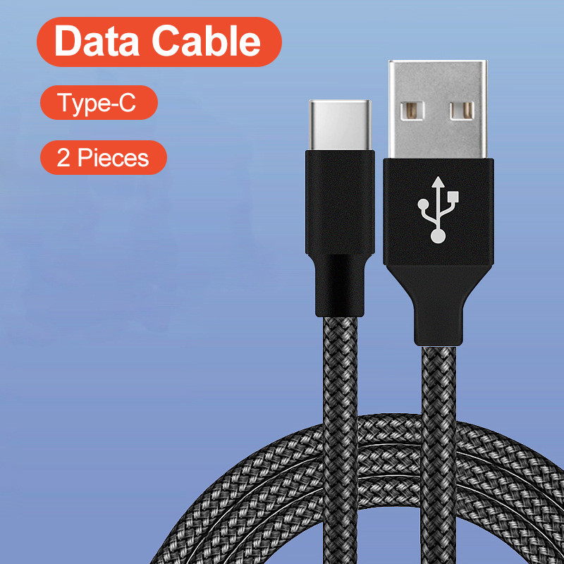 2 tükki Android 2.4A kiirlaadimisega obile telefon 1M + 2M laadimiskaabel USB Android-tüüpi C mobiiltelefoni alumiiniumsulamist andmekaabel