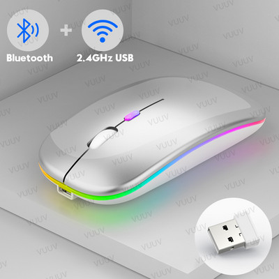 Bluetooth bežični miš za računalo PC prijenosno računalo iPad tablet MacBook s RGB pozadinskim osvjetljenjem Ergonomski tihi punjivi USB miš