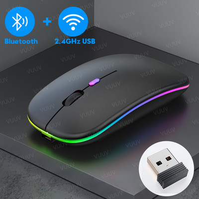 Bluetooth bežični miš za računalo PC prijenosno računalo iPad tablet MacBook s RGB pozadinskim osvjetljenjem Ergonomski tihi punjivi USB miš