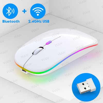 Bluetooth bežični miš za računalo PC prijenosno računalo iPad tablet MacBook s RGB pozadinskim osvjetljenjem Ergonomski tihi punjivi USB miš