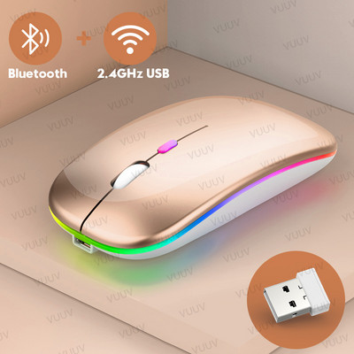 Bluetooth bežični miš za računalo PC prijenosno računalo iPad tablet MacBook s RGB pozadinskim osvjetljenjem Ergonomski tihi punjivi USB miš