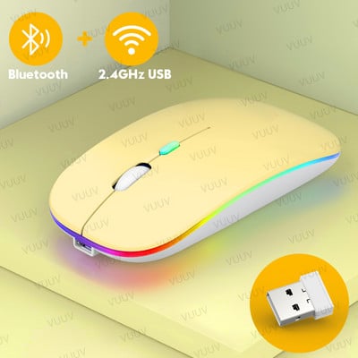 Bluetooth bežični miš za računalo PC prijenosno računalo iPad tablet MacBook s RGB pozadinskim osvjetljenjem Ergonomski tihi punjivi USB miš
