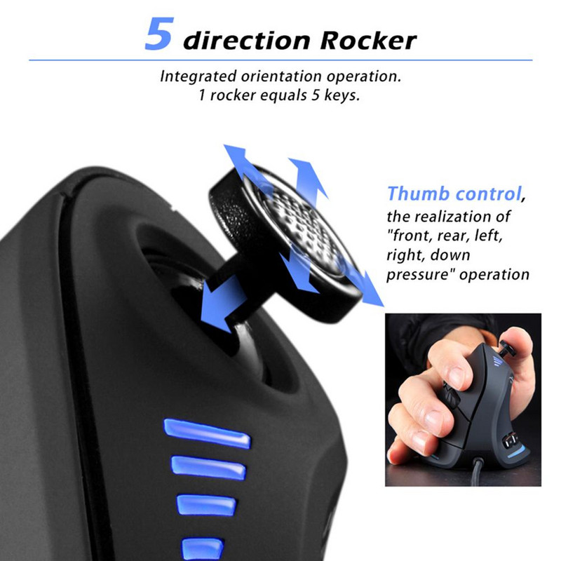 Για ZELOTES Vertical Gaming Mouse Προγραμματιζόμενο USB Ενσύρματο οπτικό ποντίκι RGB 11 κουμπιά 10000 DPI Ρυθμιζόμενα εργονομικά ποντίκια Gamer