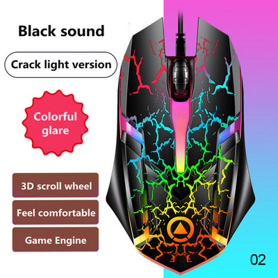 1200 DPI USB vezetékes játék egér Optikai számítógépes egér PC laptophoz 3 gombos Ergonomikus egér Led Light Night Glow mechanikus egér