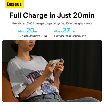 Baseus 100 W Elbowed USB кабел за Xiaomi Samsung S20 S21 USB C кабел за бързо зареждане 90 градуса QC 3.0 кабел за игри