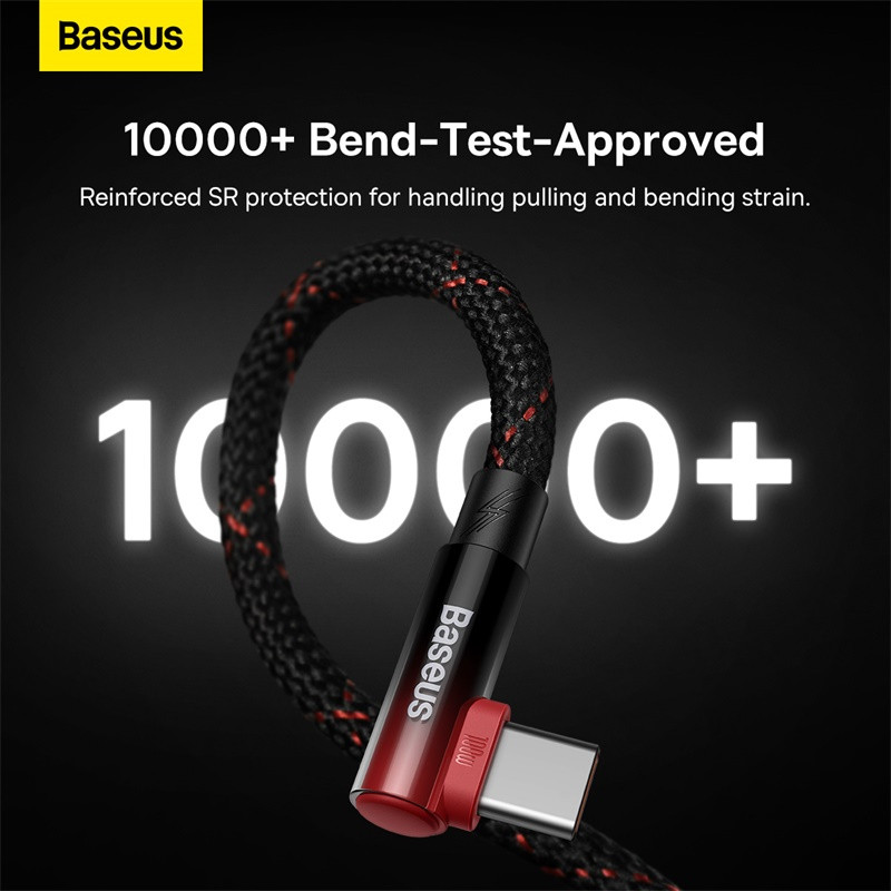 Baseus 100W koljenasti USB kabel za Xiaomi Samsung S20 S21 USB C kabel za brzo punjenje 90 stupnjeva QC 3.0 kabel za igranje