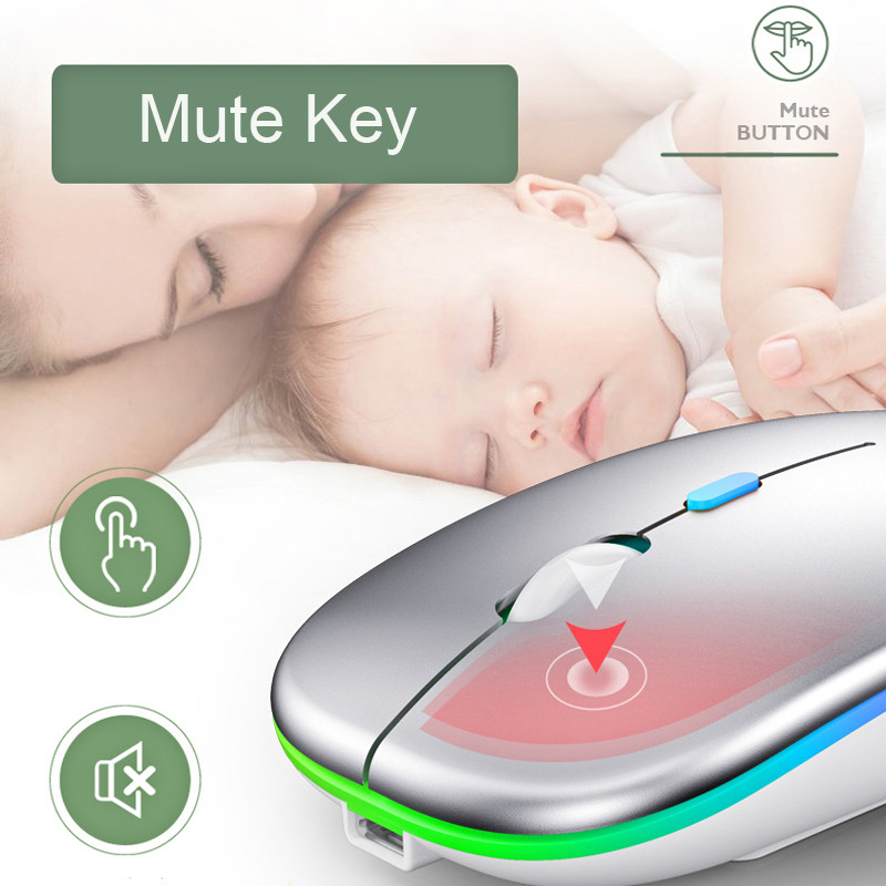 Mod dublu Bluetooth Reîncărcabil Mouse optic fără fir Iluminare din spate Slient Mini Ultrasubțire USB 2.4G Computer Laptop PC