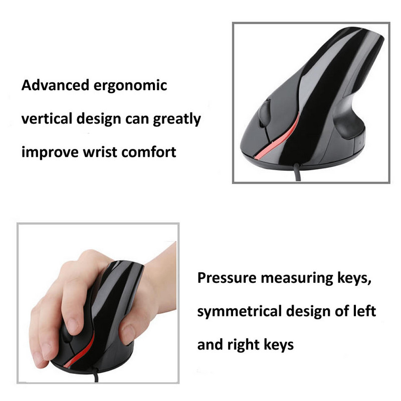 Ergonomikus függőleges egér USB csatlakozó vezetékes jobb oldali számítógépes játék egerek 1,5 m vonalhosszú optikai egér gamer egér laptophoz