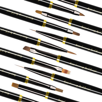 Black Nail Art Brush Gel Brush for Manicure Acrylic UV Gel Extension Pen Fish Nail Polish Painting Πινέλο ζωγραφικής Βούρτσα νυχιών