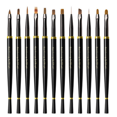 Juodas Nail Art Brush Gelinis šepetėlis manikiūrui Akrilo UV gelio prailginimo rašiklis Žuvies nagų lakas Piešimo šepetėlis Nagų šepetėlis