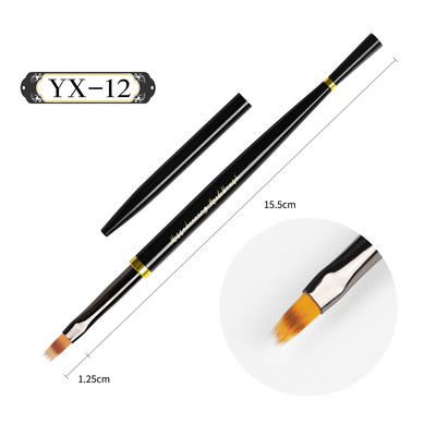 Fekete Nail Art Brush Gél ecset manikűrhöz Akril UV gél hosszabbító toll hal körömlakk festő ecset körömecset