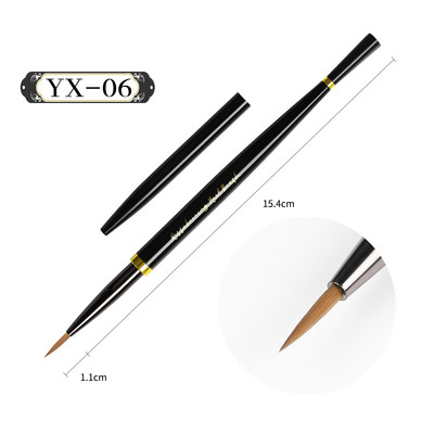 Fekete Nail Art Brush Gél ecset manikűrhöz Akril UV gél hosszabbító toll hal körömlakk festő ecset körömecset