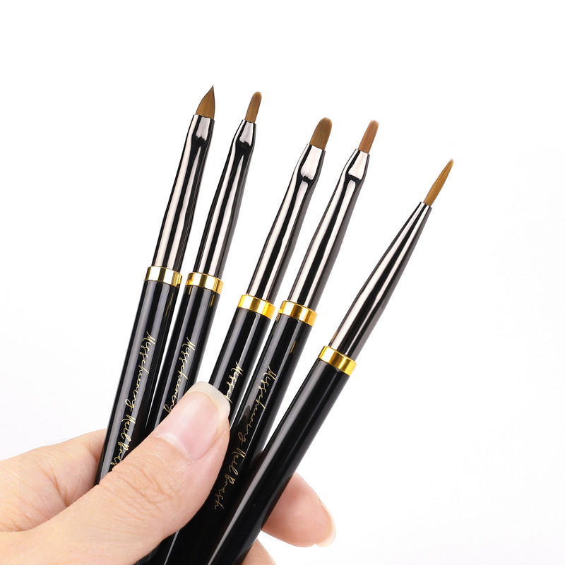 Fekete Nail Art Brush Gél ecset manikűrhöz Akril UV gél hosszabbító toll hal körömlakk festő ecset körömecset