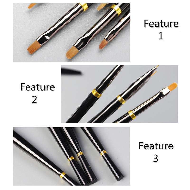 Fekete Nail Art Brush Gél ecset manikűrhöz Akril UV gél hosszabbító toll hal körömlakk festő ecset körömecset