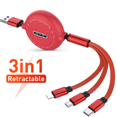 Καλώδιο USB τύπου C 3 σε 1 γρήγορου φορτιστή για Samsung POCO Huawei Xiaomi 6 7 Τηλέφωνο Android Φόρτιση Micro USB C Ανασυρόμενο καλώδιο