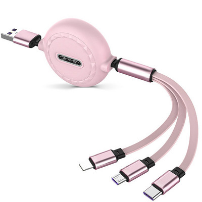 Καλώδιο USB τύπου C 3 σε 1 γρήγορου φορτιστή για Samsung POCO Huawei Xiaomi 6 7 Τηλέφωνο Android Φόρτιση Micro USB C Ανασυρόμενο καλώδιο
