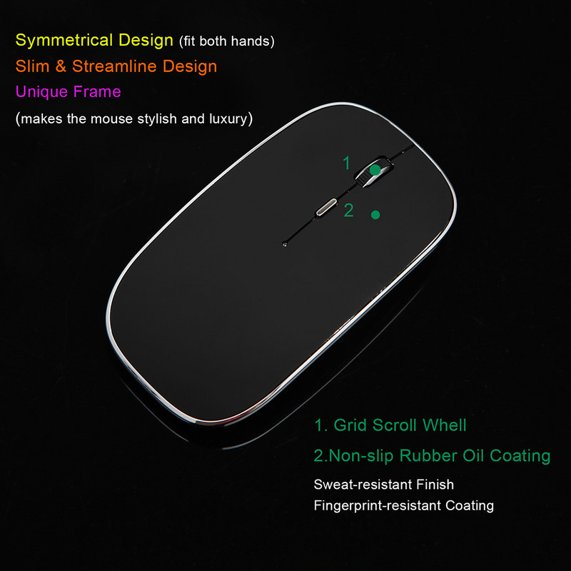 Mouse fără fir, încărcabil, portabil, silențios, USB și mouse cu mod dublu tip C 3 DPI reglabil pentru laptop, Mac, MacBook, Android, PC