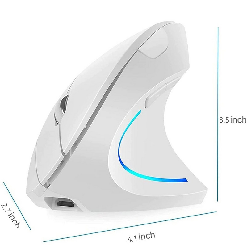 ONLIVING Ergonomikus vezeték nélküli egér 2.4G USB újratölthető függőleges egér, állítható DPI 800 1200 1600 2400 otthoni irodai számítógéphez