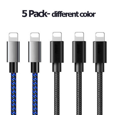 Καλώδιο USB 5 Pack για iPhone 12 11 Pro Max Xr X 8 Plus 2.4A Καλώδιο γρήγορης φόρτισης για 7 6 5S SE iPad USB φορτιστή USB Καλώδιο iPhone