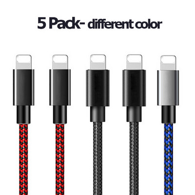 Καλώδιο USB 5 Pack για iPhone 12 11 Pro Max Xr X 8 Plus 2.4A Καλώδιο γρήγορης φόρτισης για 7 6 5S SE iPad USB φορτιστή USB Καλώδιο iPhone