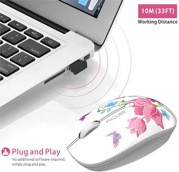 M101 Wireless Mouse 2.4G Cute silent Optical Cartoon Computer ποντίκια με δέκτη USB 1600DPI για δώρο Macbook παιδικό κορίτσι για φορητό υπολογιστή