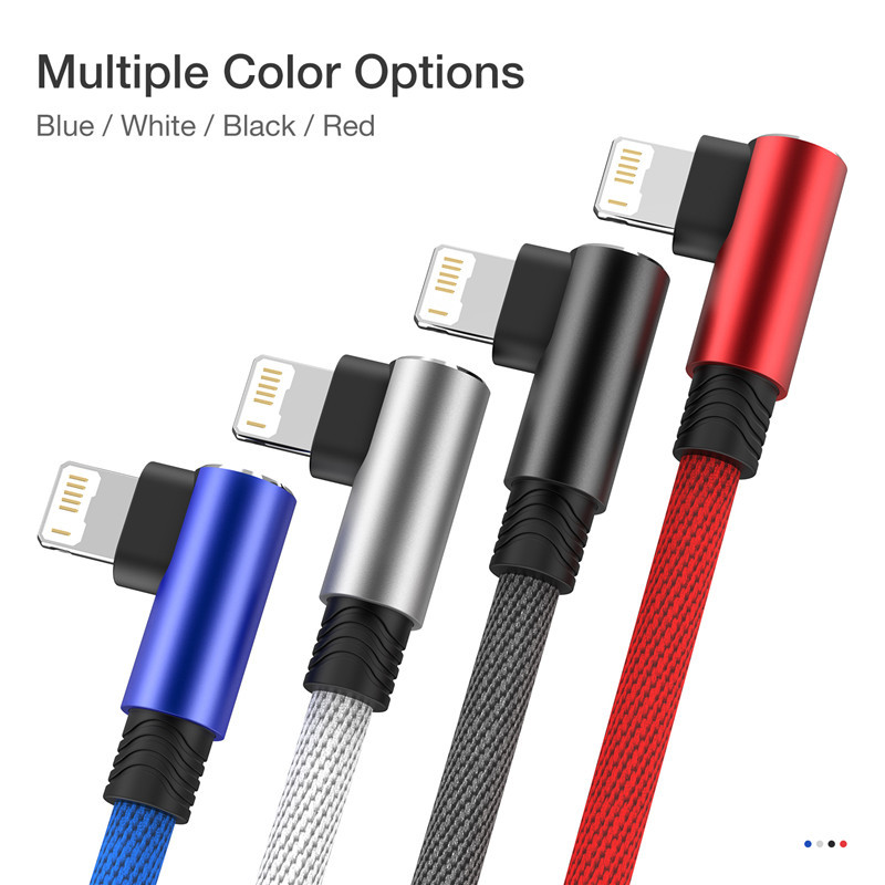 USB-kábel iPhone 12 13 11 Pro Max X XR 6s 7 8 Plus SE iPad hosszú 3 m 90 fokos gyorstöltés adat töltő kábel mobiltelefonhoz vezeték